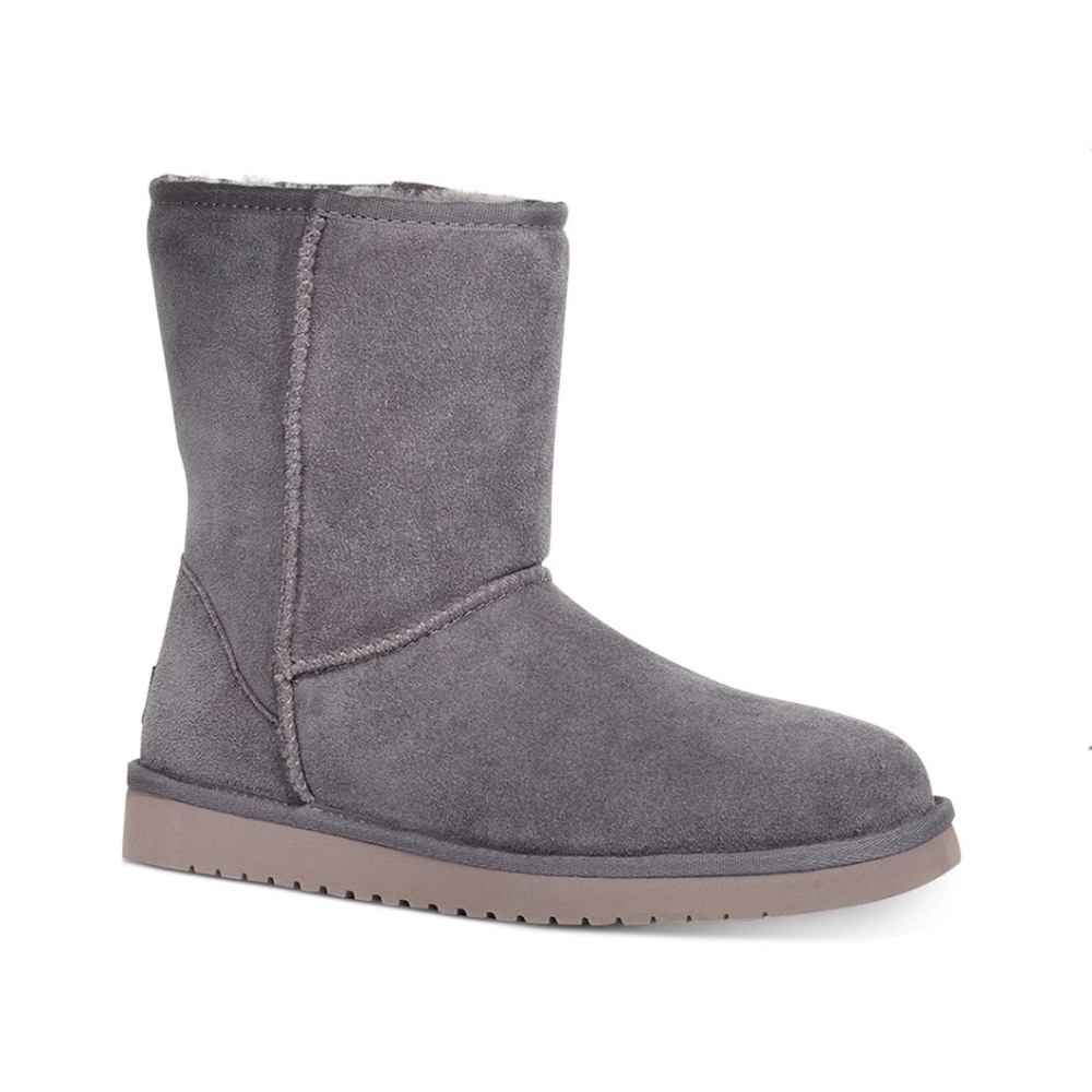 Koolaburra Gray Suede Mid-Calf Shearling Lined Winter Boots